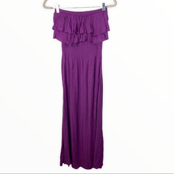 Revolve 525 America Purple Strapless Ruffle Maxi Dress Size XS Viscose Violet - Picture 6 of 10